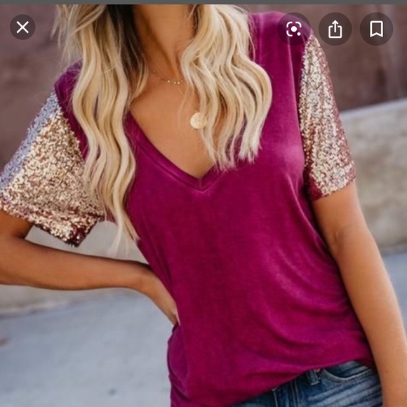 Vici Tops - 🔥VICI SEQUIN-SLEEVED TOP🔥 NWOT